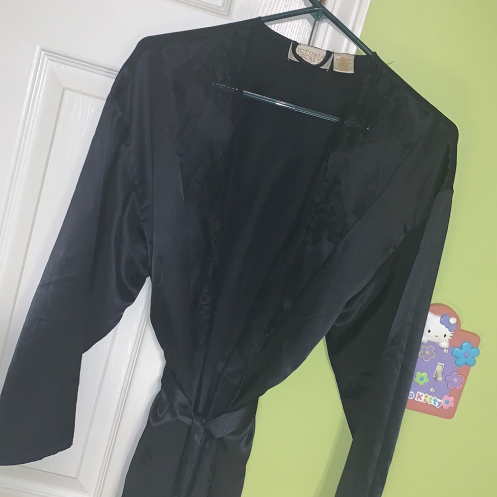Vintage Gold Tag Victoria’s Secret Black Lace Robe